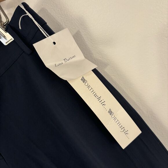 NWT Worth New York Womens Petite 14 Cotton Nylon Style 35Q24-14 Navy Blue Pants - Picture 3 of 8